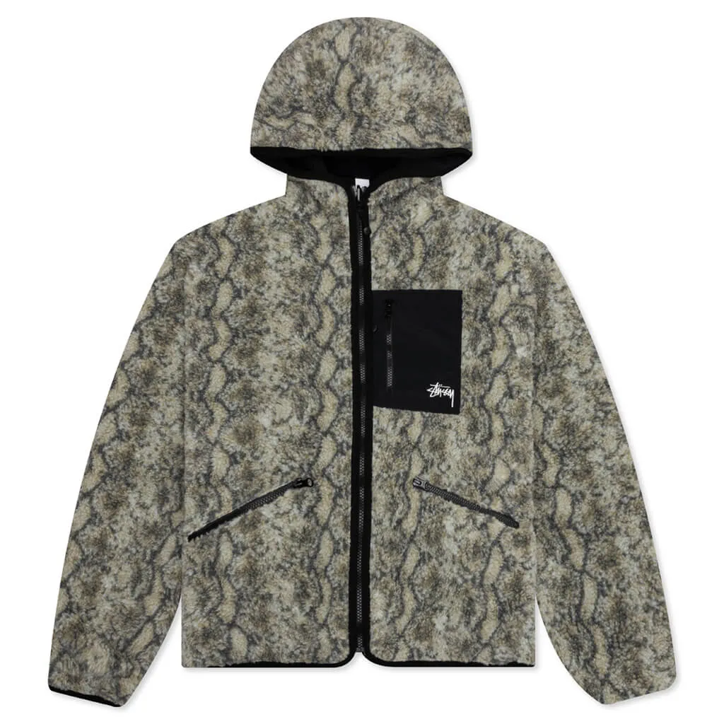 Snake Jacquard Sherpa Jacket - Grey