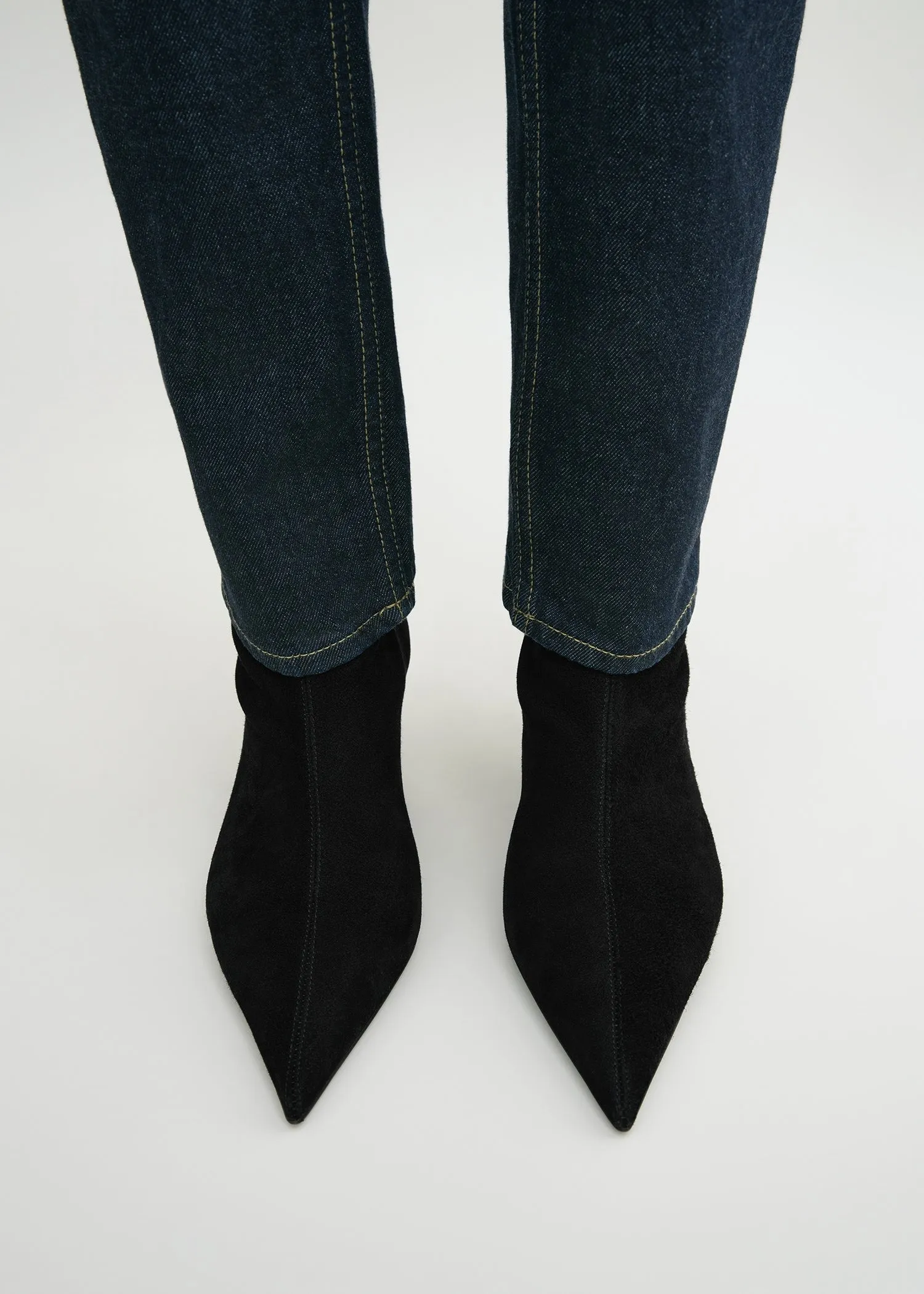 Suede heeled sock boots black