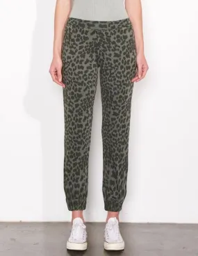 Sundry Leopard Ruched Cuff Sweatpant Pigment Military