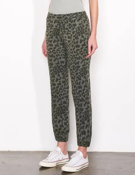 Sundry Leopard Ruched Cuff Sweatpant Pigment Military