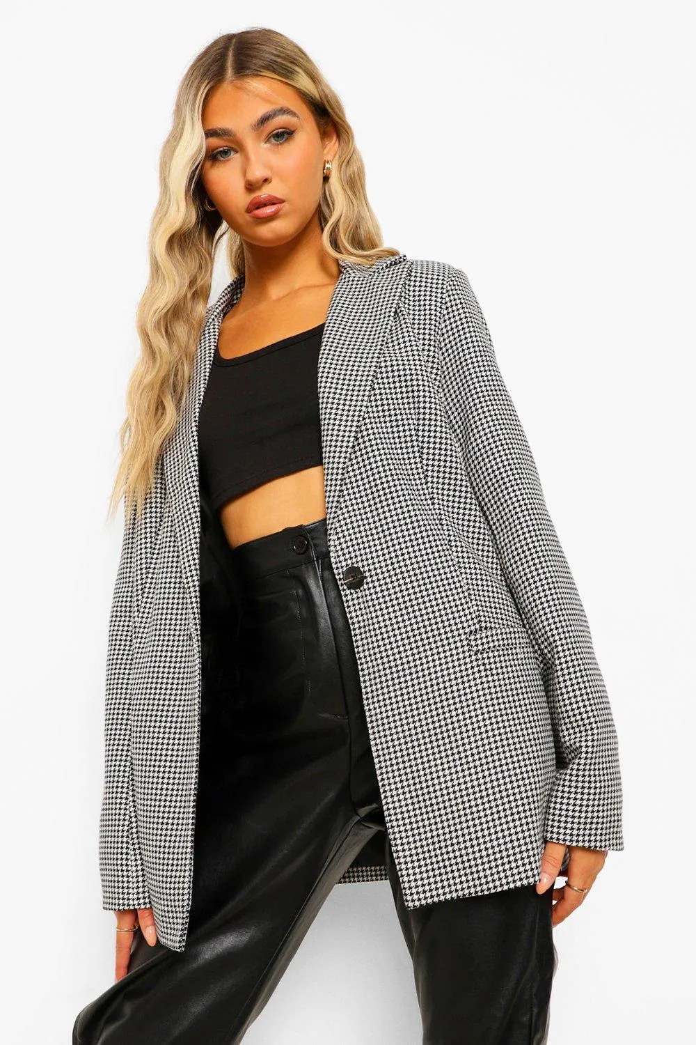 Tall Woven Dogtooth Blazer