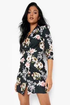 Tall Wrap Over Floral Blazer Dress