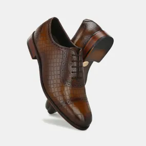 Tan Laser Engraved Semi-Brogues by Lafattio