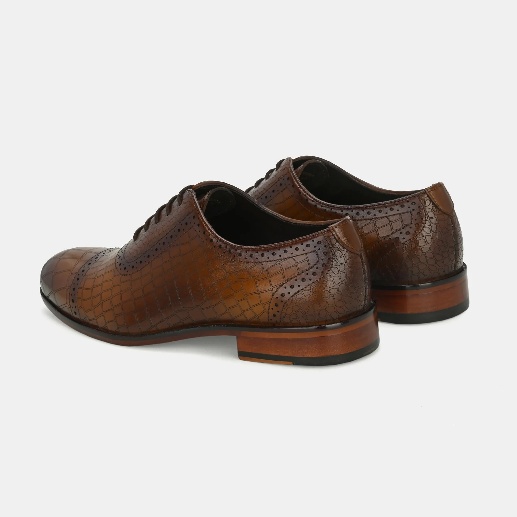 Tan Laser Engraved Semi-Brogues by Lafattio