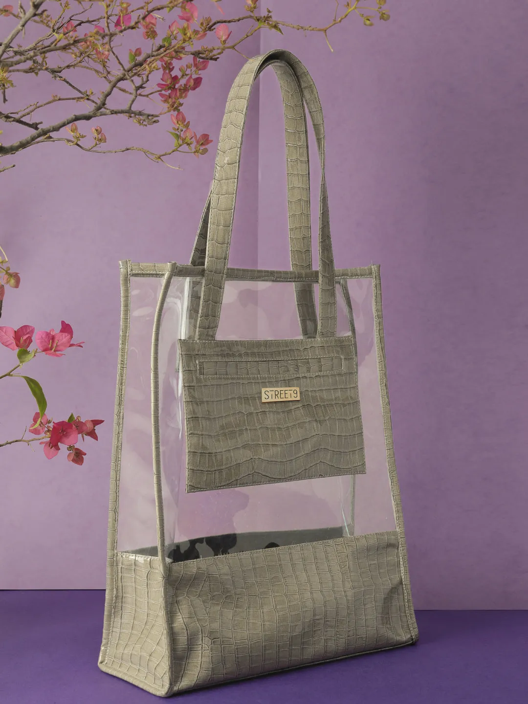 Taupe Half Croco Tote Bag