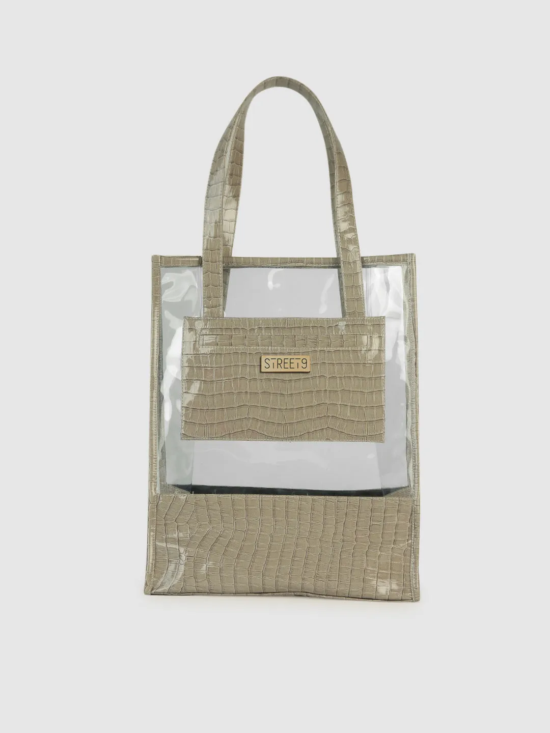 Taupe Half Croco Tote Bag