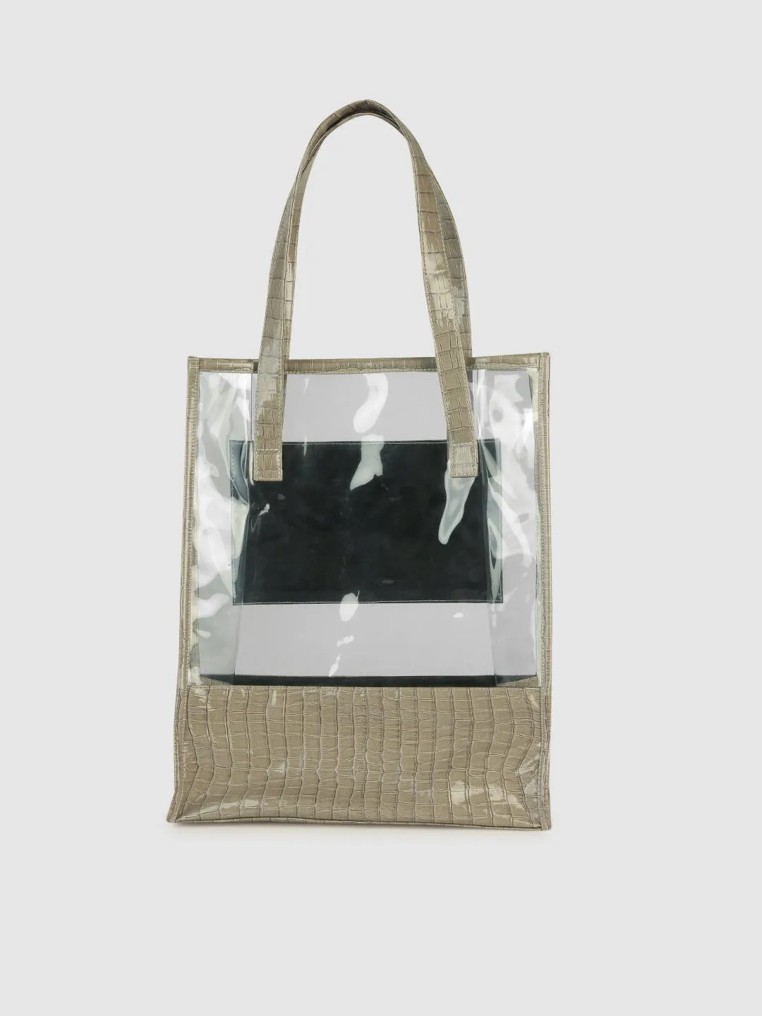 Taupe Half Croco Tote Bag