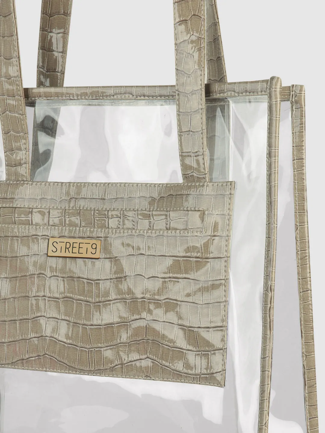 Taupe Half Croco Tote Bag