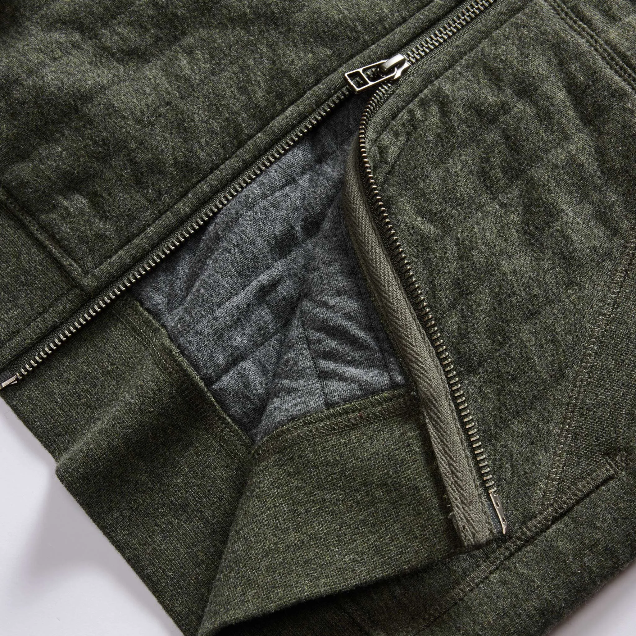 The Apres Zip Hoodie in Fatigue Olive Quilt