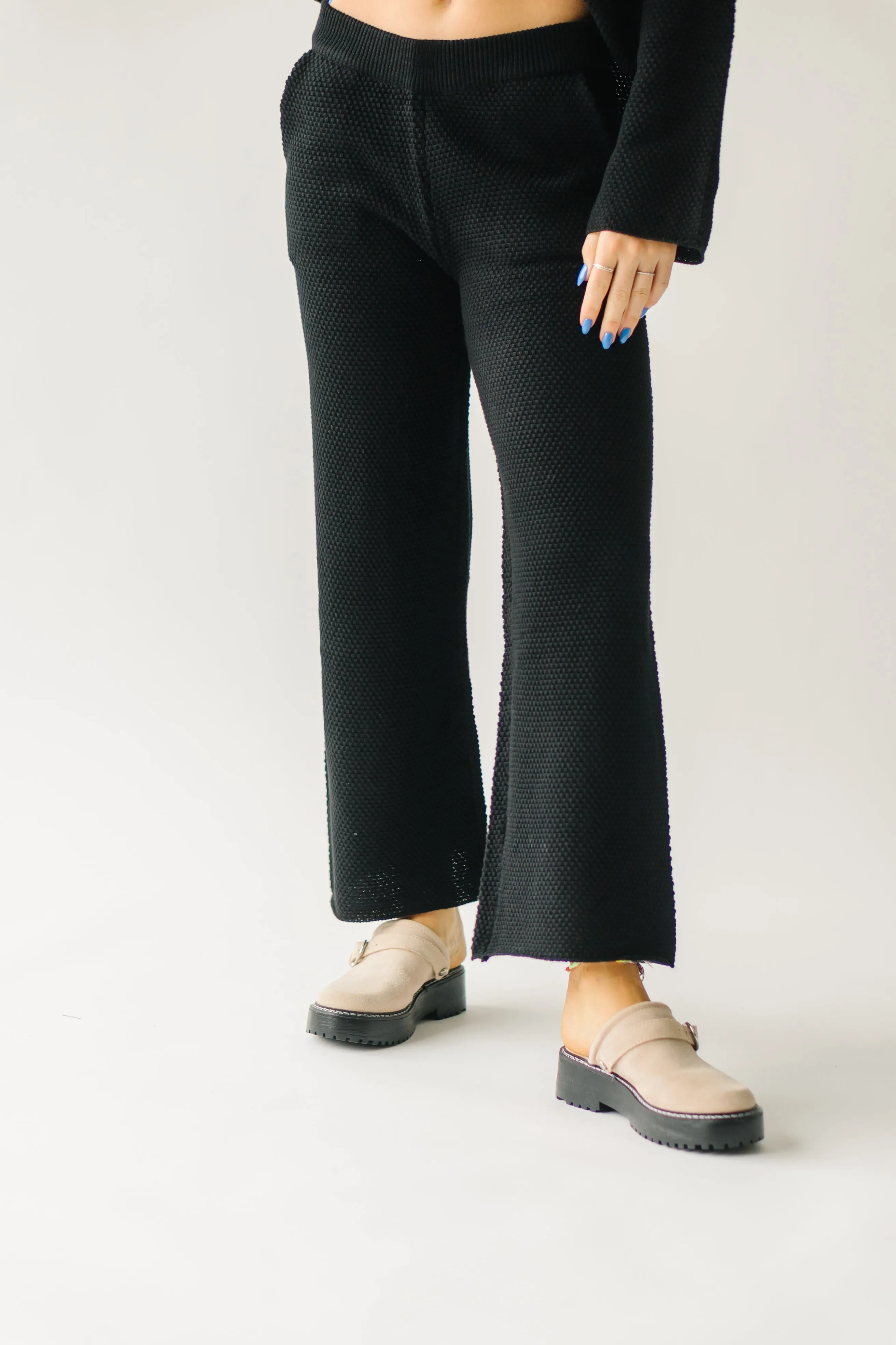 The Riker Wide Leg Sweater Pant in Black