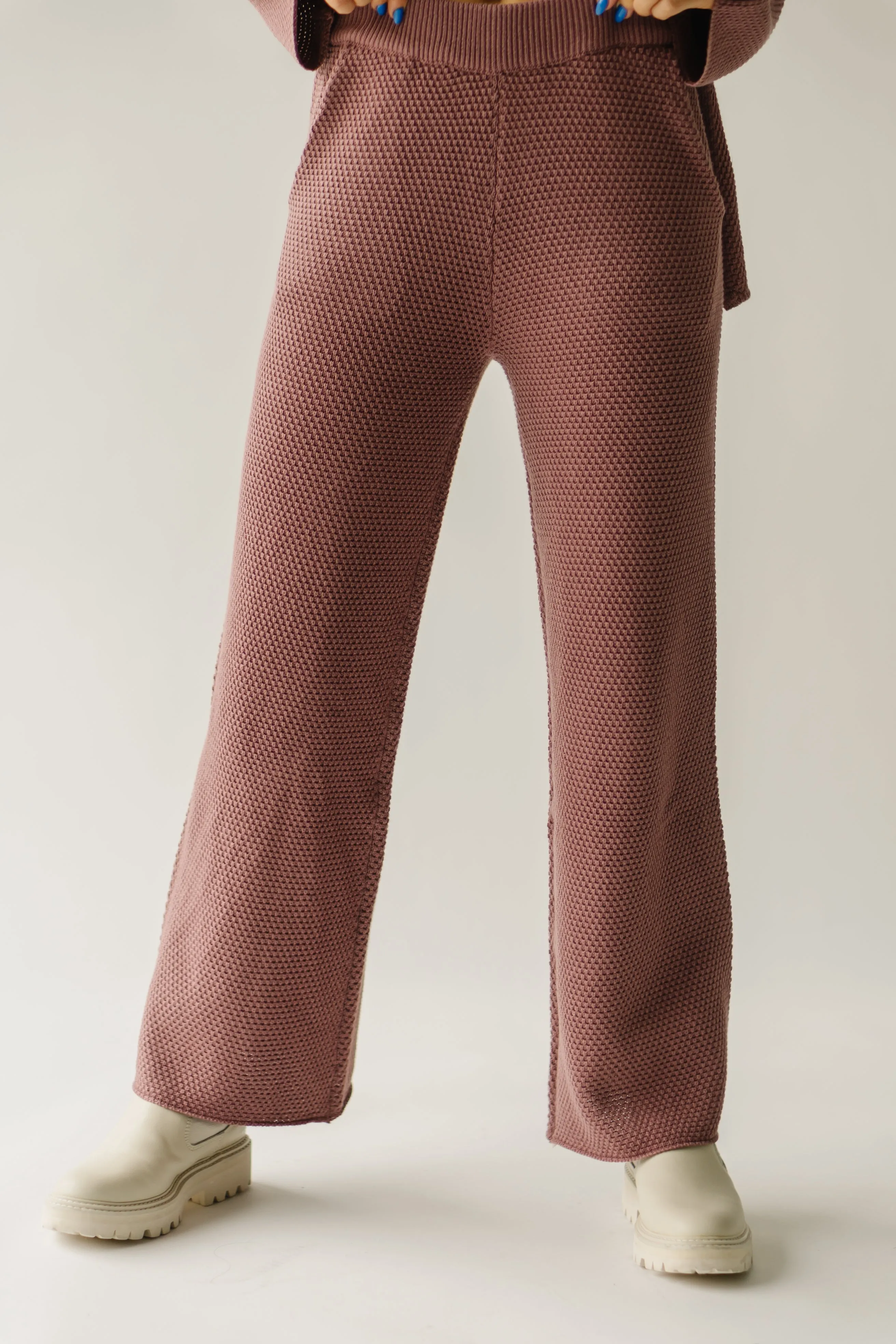 The Riker Wide Leg Sweater Pant in Mauve