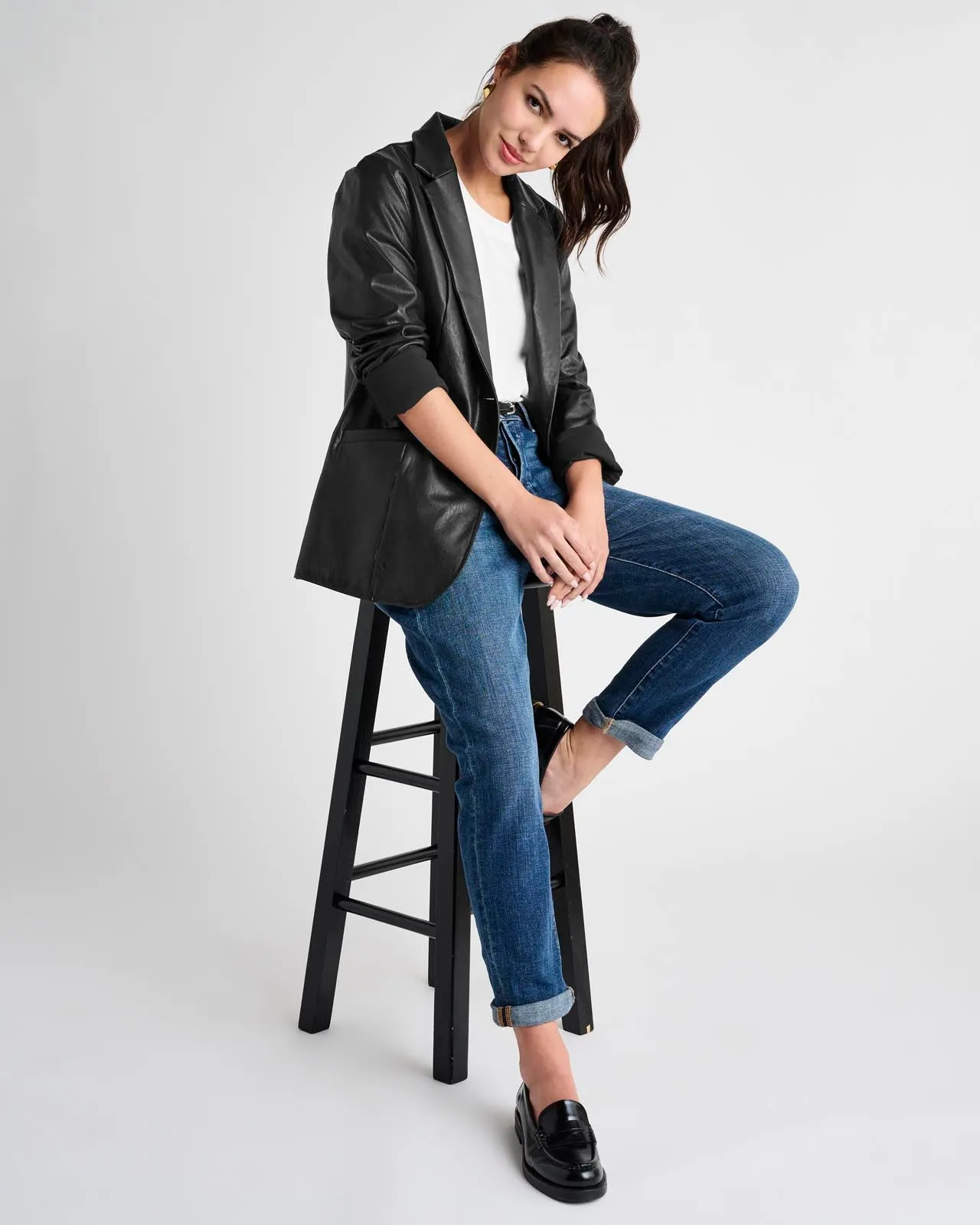 Vegan Leather Blazer