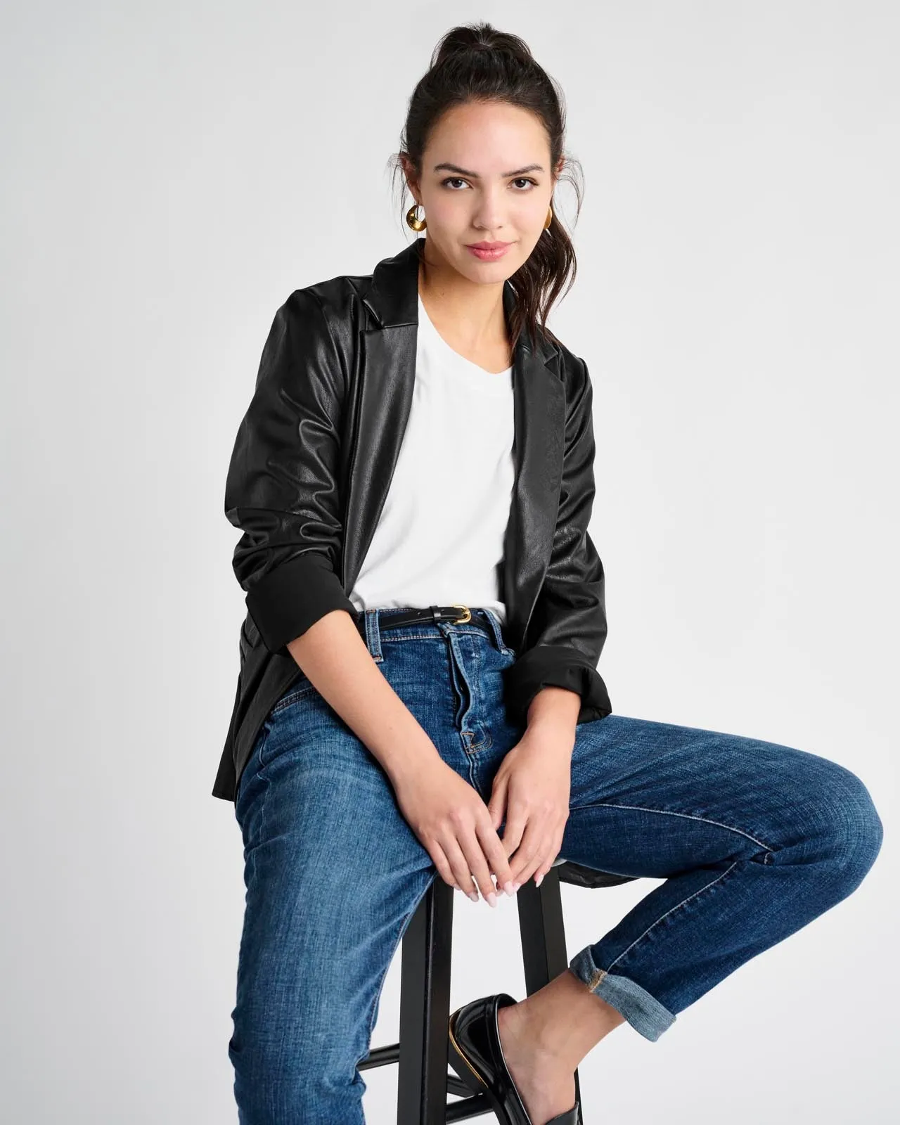 Vegan Leather Blazer