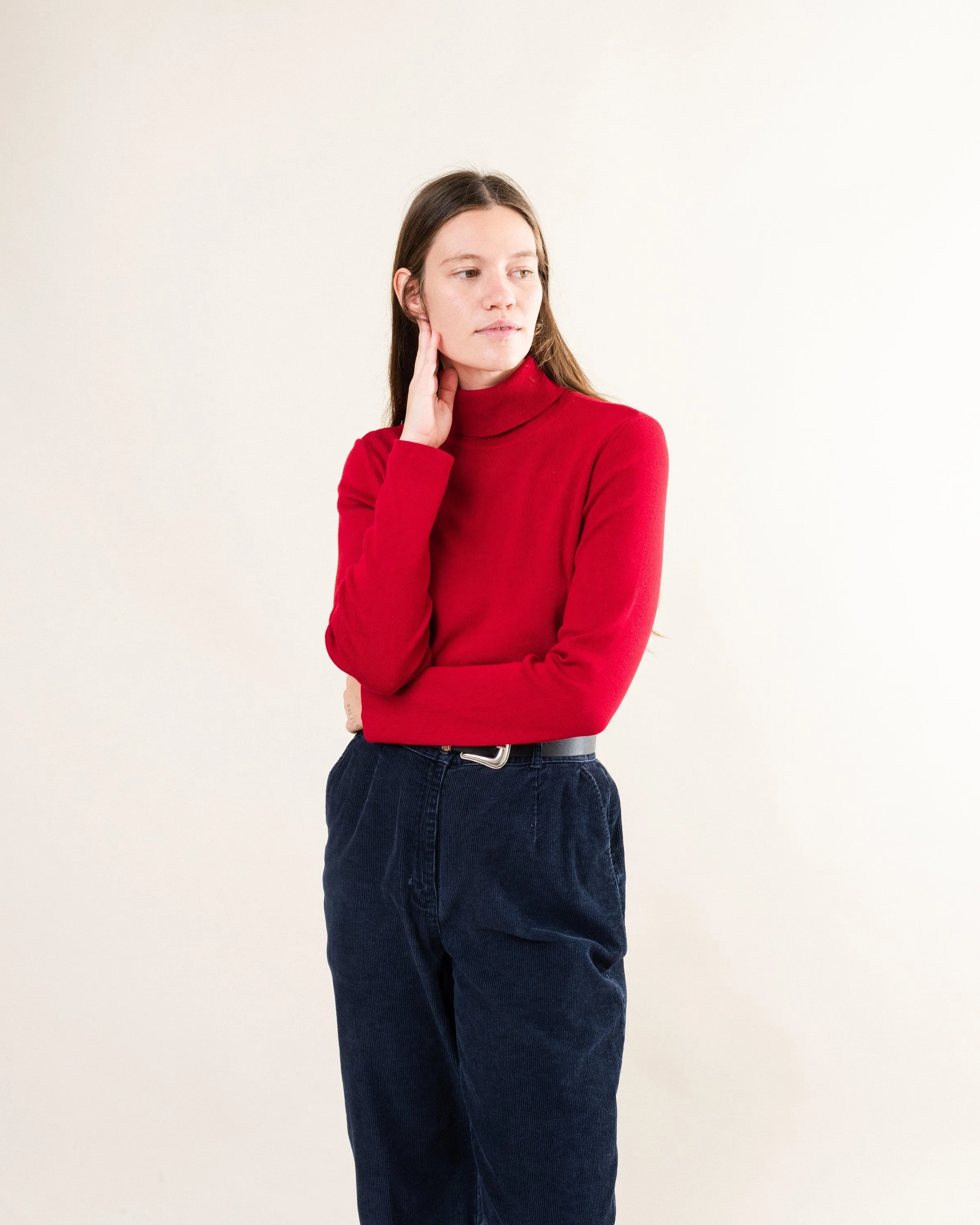 Vintage Wine Red Turtleneck Sweater (S/M)