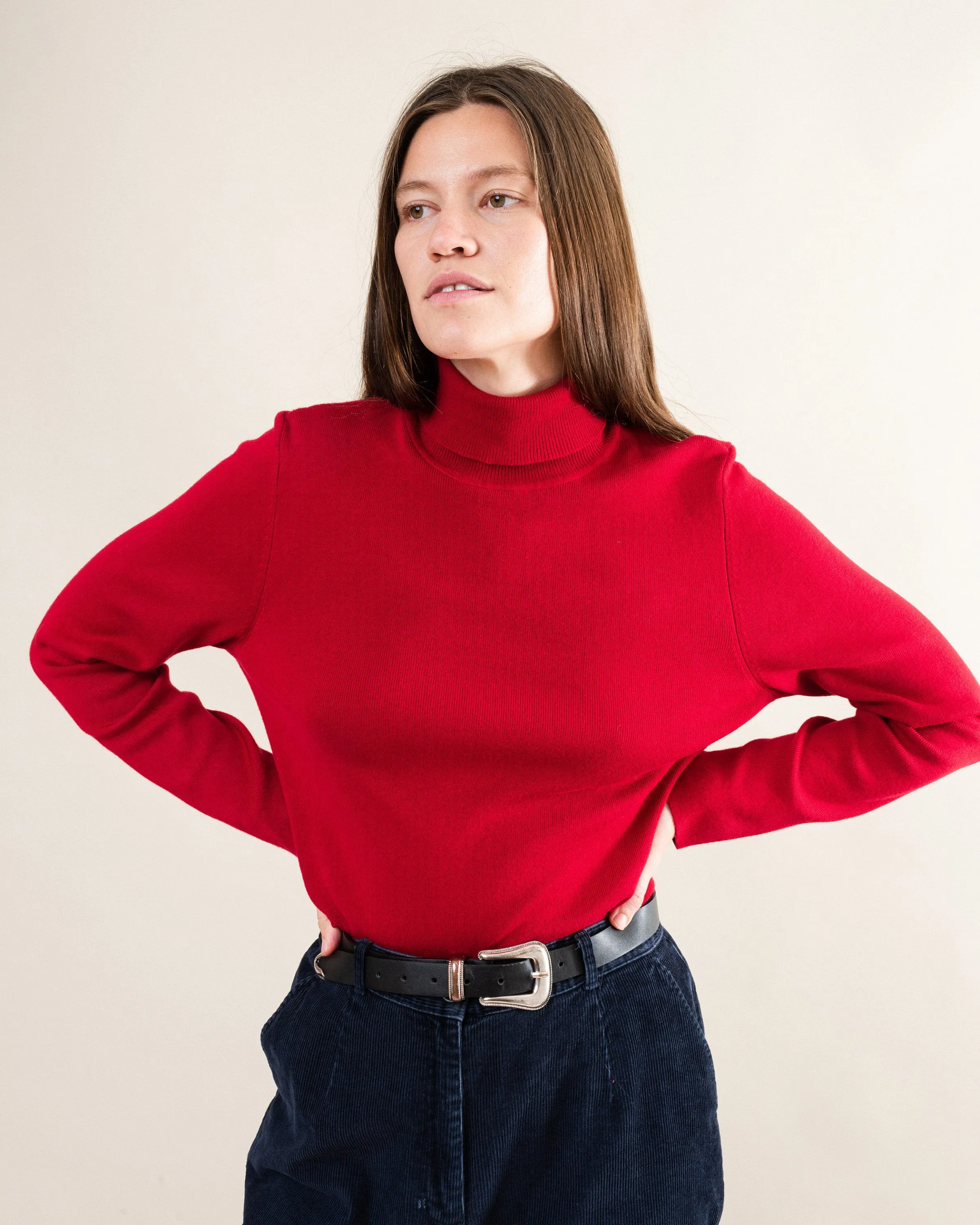 Vintage Wine Red Turtleneck Sweater (S/M)