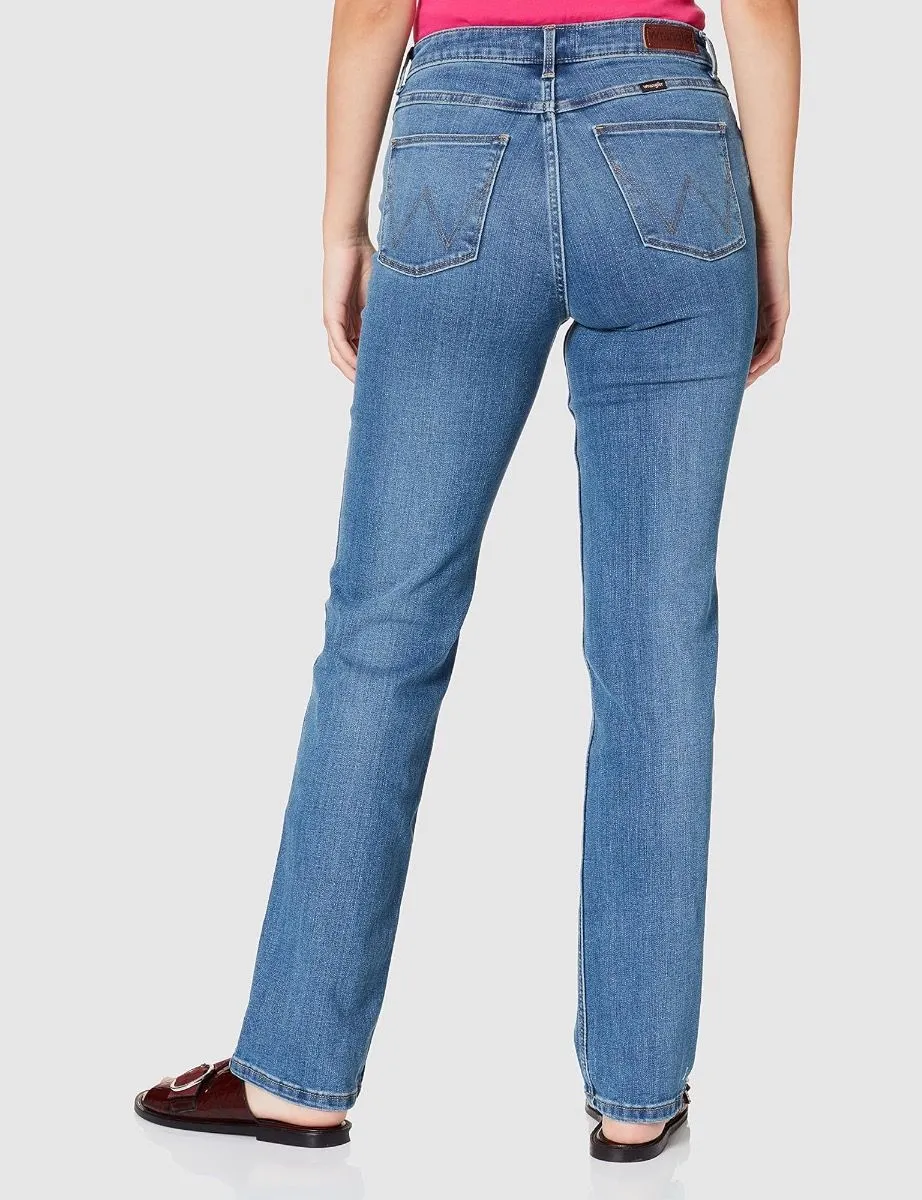 Wrangler High Rise Straight Stretch Jeans Rocky