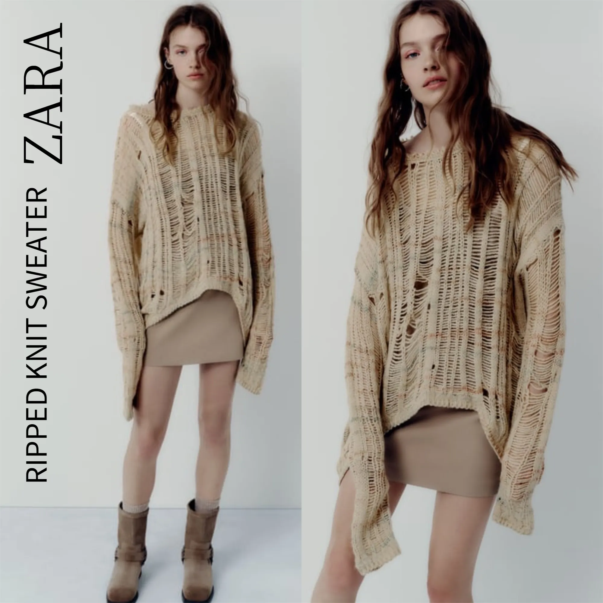 ZARA  |CROCHET KNIT CHRISTMAS TOP